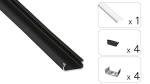 TEKKNI ORRE Set, black, transparent cover, 3 m