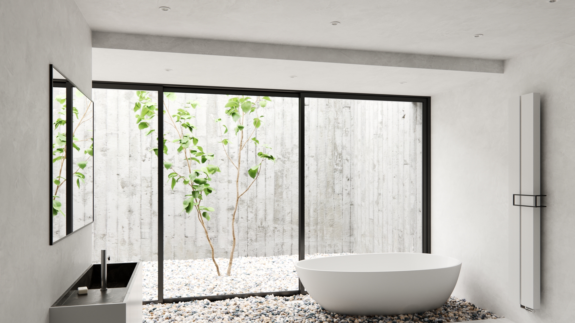 Ceiling eyelets in the bathroom with a bathtub